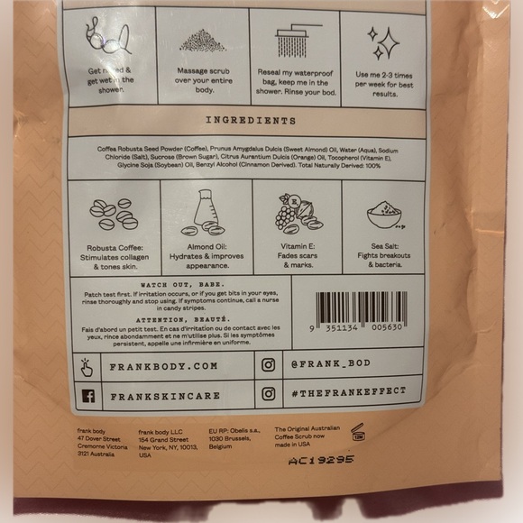 ✨ BRAND NEW ✨ 💎 Frank Body Natural Coffee Scrub - Tan - Picture 4 of 6